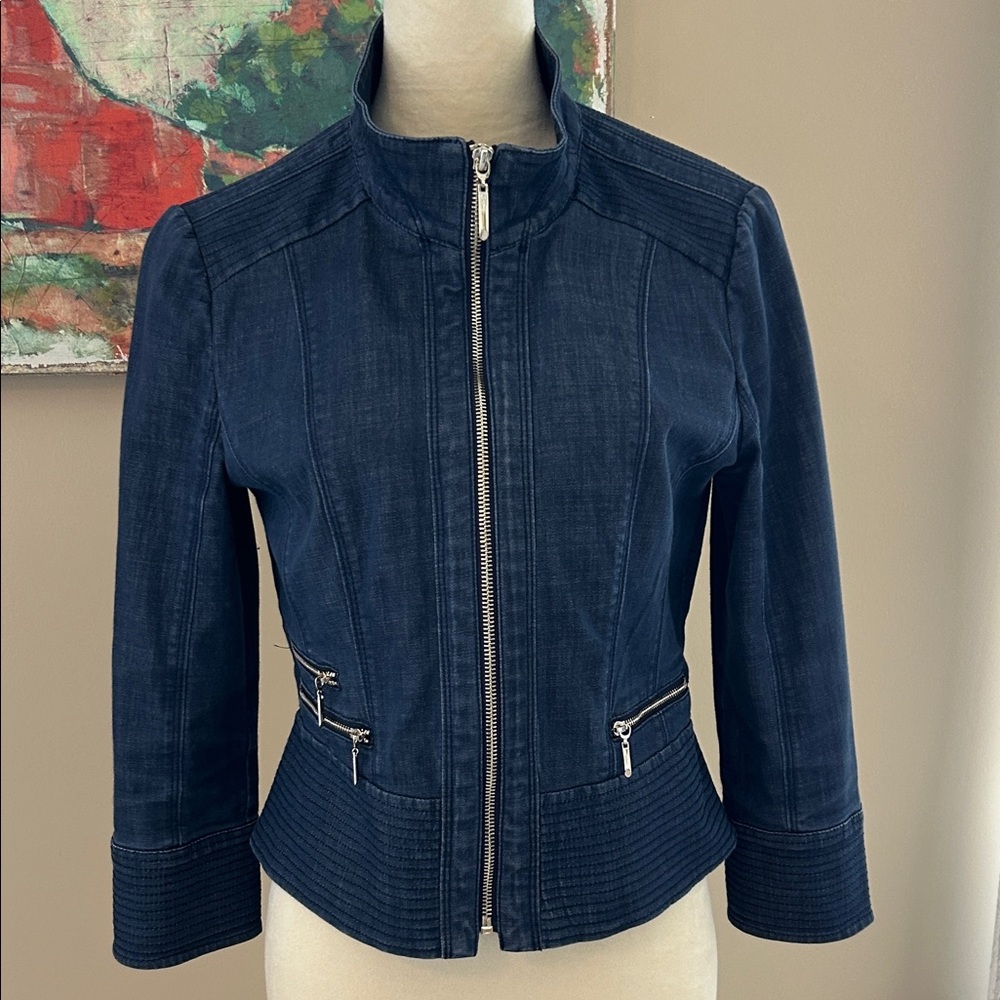 White House Black Market Dark Blue Jean Jacket